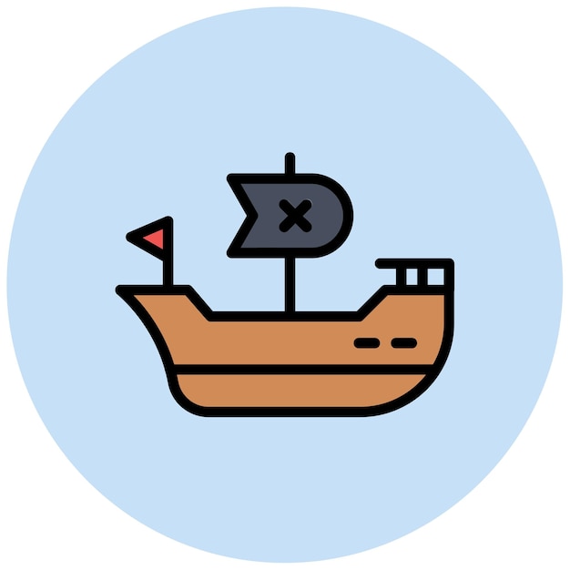 La imagen vectorial del icono del barco pirata se puede usar para el Océano