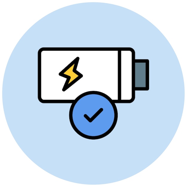 Imagen vectorial de icono de batería verificada Se puede utilizar para la batería y la energía