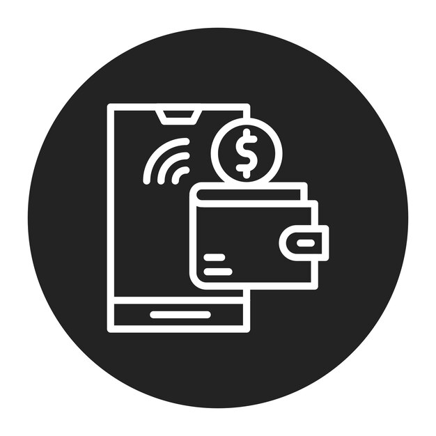 La imagen vectorial del icono de la billetera digital se puede utilizar para la disrupción digital