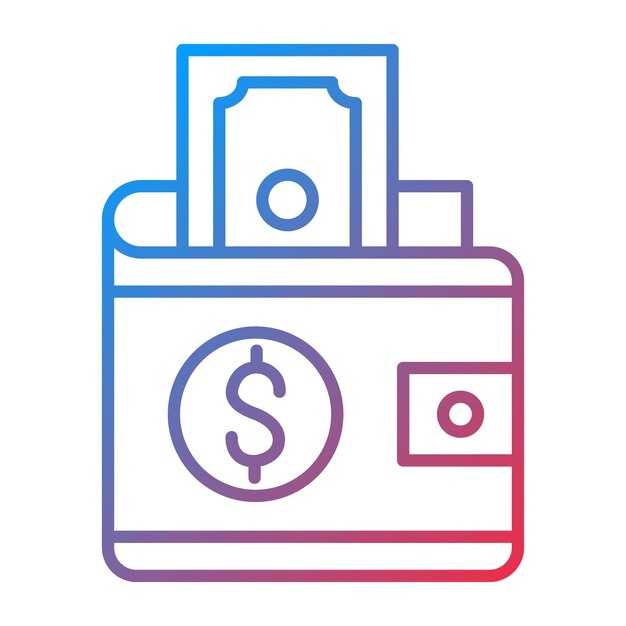Imagen vectorial del icono de la billetera de dinero Se puede usar para negocios