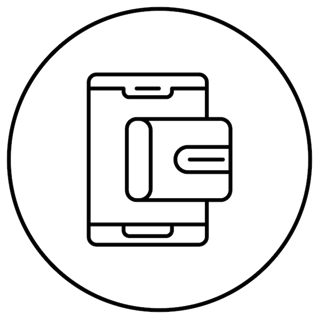 Imagen vectorial del icono de la billetera móvil Se puede usar para Untact World