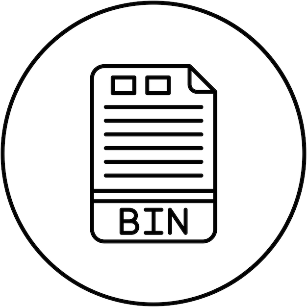 Imagen vectorial del icono BIN Puede utilizarse para formatos de archivo