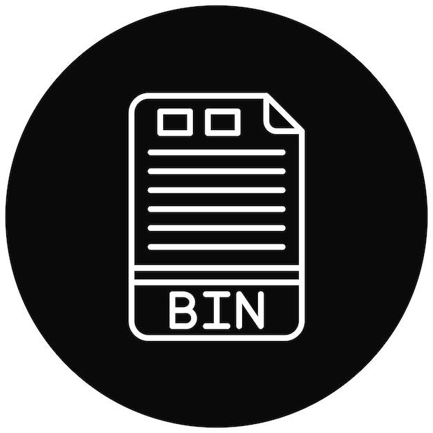 Imagen vectorial del icono BIN Puede utilizarse para formatos de archivo