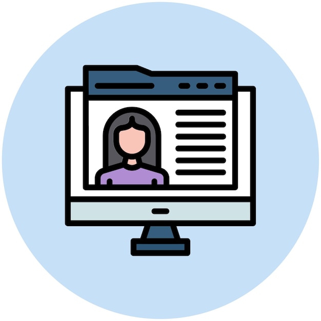 Imagen vectorial del icono de la bloguera femenina Se puede usar para el video blog