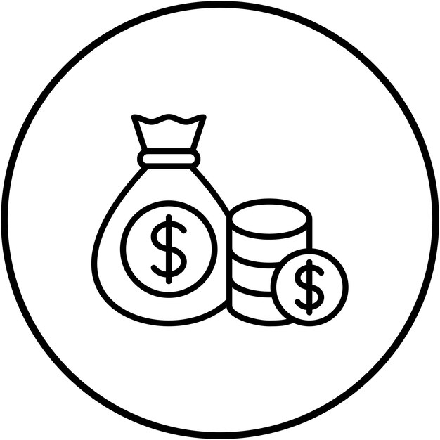 Imagen vectorial del icono de la bolsa de dinero Se puede utilizar para la banca y las finanzas