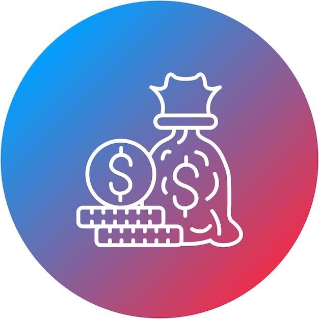 Imagen vectorial del icono de la bolsa de dinero Se puede utilizar para Fintech