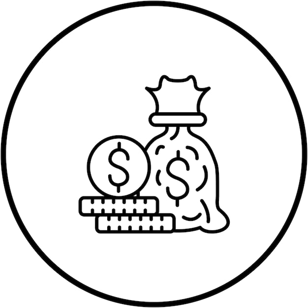 Imagen vectorial del icono de la bolsa de dinero Se puede utilizar para Fintech
