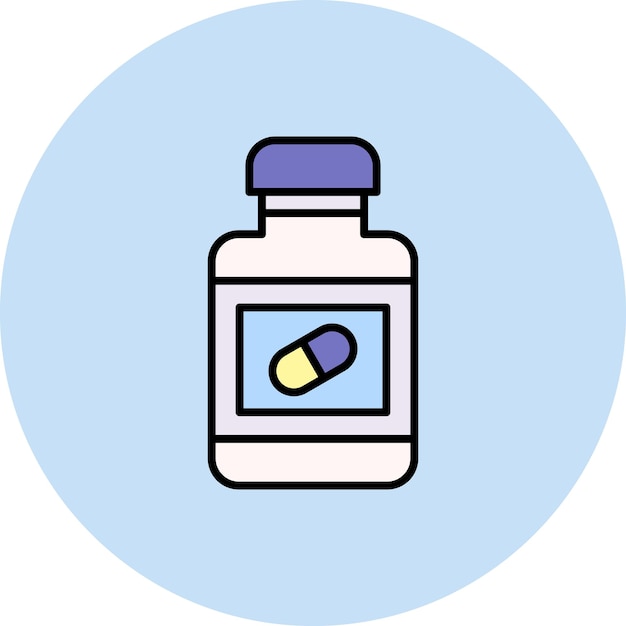 Imagen vectorial del icono de la botella de pastillas Se puede utilizar para la investigación y la ciencia