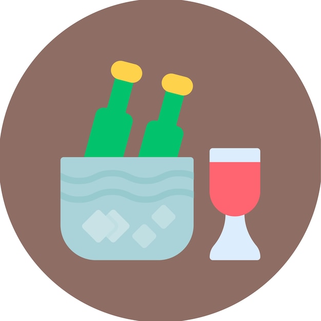 Imagen vectorial de icono de botella de vino en hielo Se puede usar para Bar