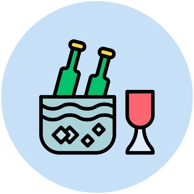 Imagen vectorial de icono de botella de vino en hielo Se puede usar para Bar