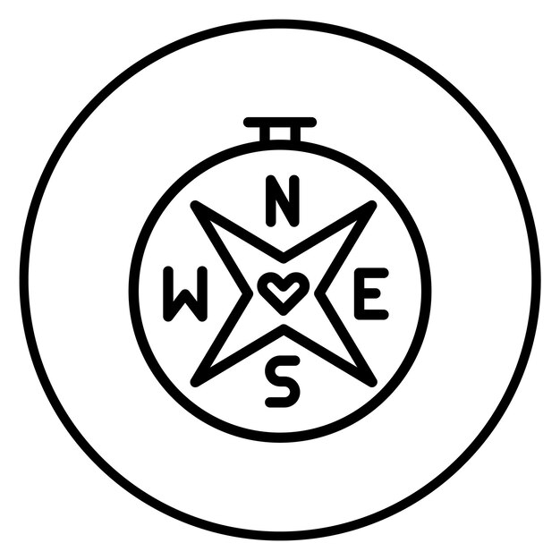 Imagen vectorial del icono de la brújula del amor Se puede usar para la aplicación de citas