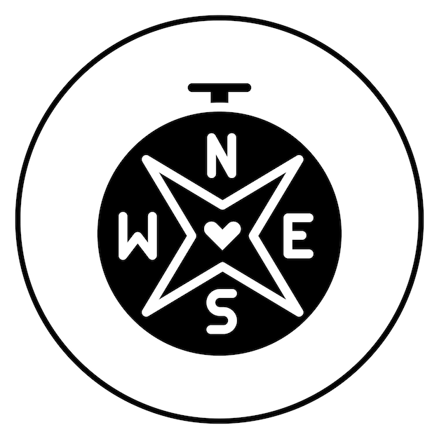 Imagen vectorial del icono de la brújula del amor Se puede usar para la aplicación de citas