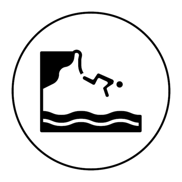 Imagen vectorial del icono de buceo en acantilados Se puede usar para Beach Resort
