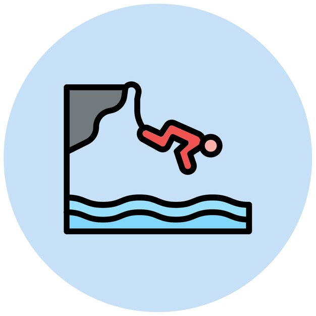 Imagen vectorial del icono de buceo en acantilados Se puede usar para Beach Resort