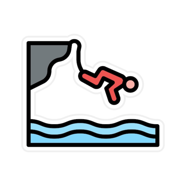 Imagen vectorial del icono de buceo en acantilados Se puede usar para Beach Resort