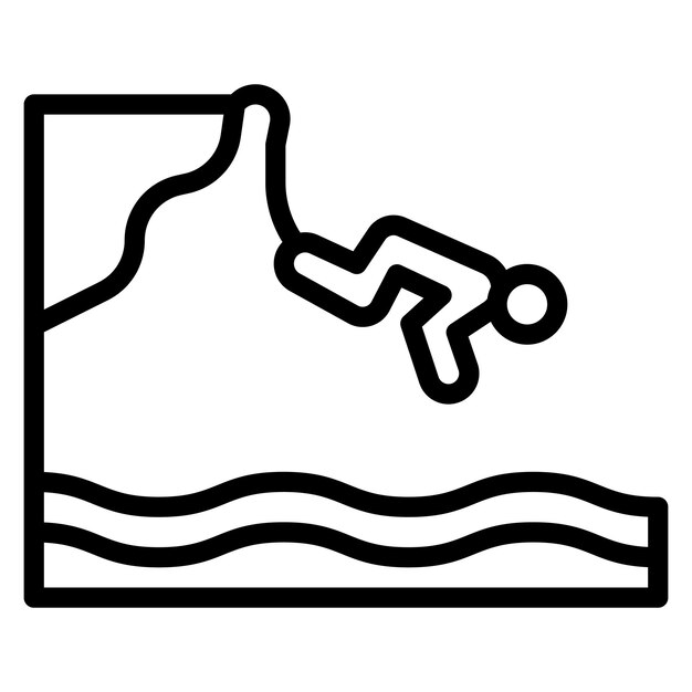 Imagen vectorial del icono de buceo en acantilados Se puede usar para Beach Resort