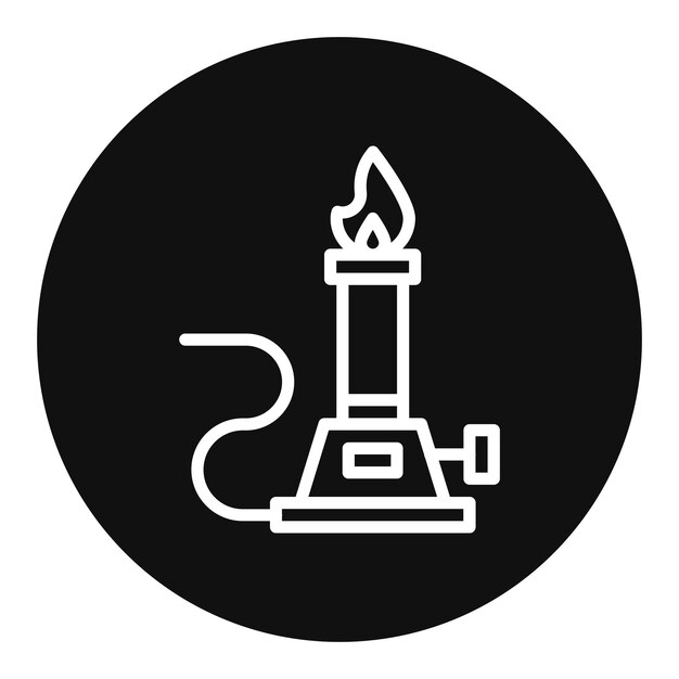 La imagen vectorial del icono de Bunsen Burner se puede utilizar para el laboratorio virtual