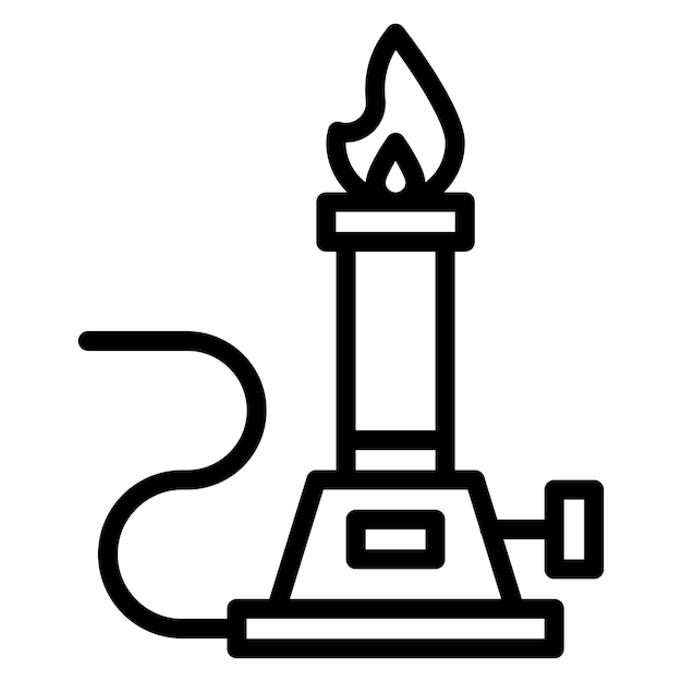 La imagen vectorial del icono de Bunsen Burner se puede utilizar para el laboratorio virtual