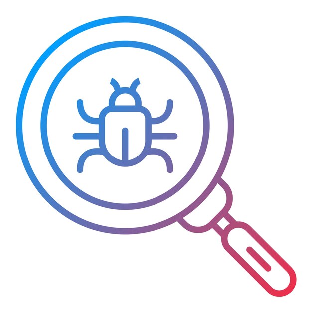 Imagen vectorial del icono de búsqueda de errores Se puede utilizar para la programación informática