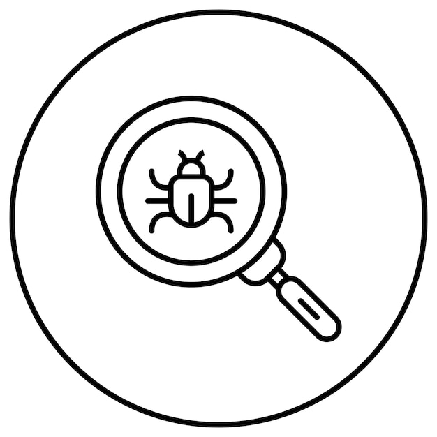 Imagen vectorial del icono de búsqueda de errores Se puede utilizar para la programación informática