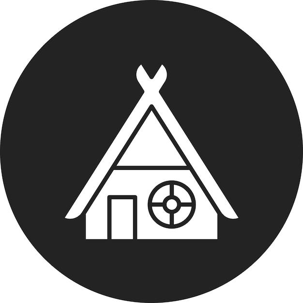 Imagen vectorial del icono de la cabaña vikinga Se puede usar para los vikingos