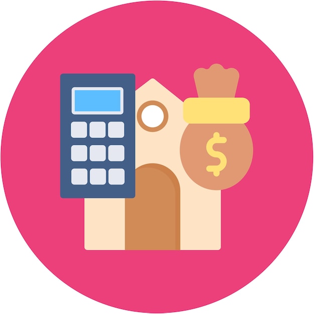 Imagen vectorial del icono de la calculadora de préstamos para el hogar Se puede utilizar para la banca