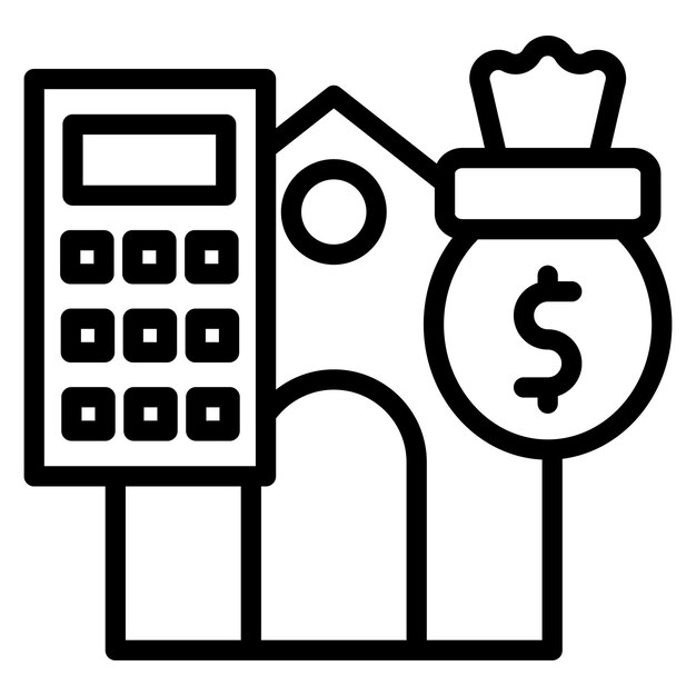Imagen vectorial del icono de la calculadora de préstamos para el hogar Se puede utilizar para la banca