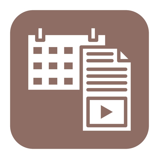 Imagen vectorial del icono del calendario de contenido Se puede utilizar para el video blog