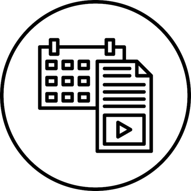 Imagen vectorial del icono del calendario de contenido Se puede utilizar para el video blog