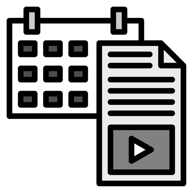 Imagen vectorial del icono del calendario de contenido Se puede utilizar para el video blog
