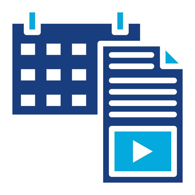 Imagen vectorial del icono del calendario de contenido Se puede utilizar para el video blog