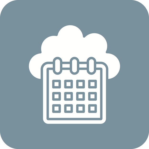 Imagen vectorial del icono del calendario de la nube Se puede utilizar para la computación en la nube
