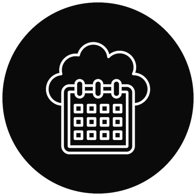 Imagen vectorial del icono del calendario de la nube Se puede utilizar para la computación en la nube