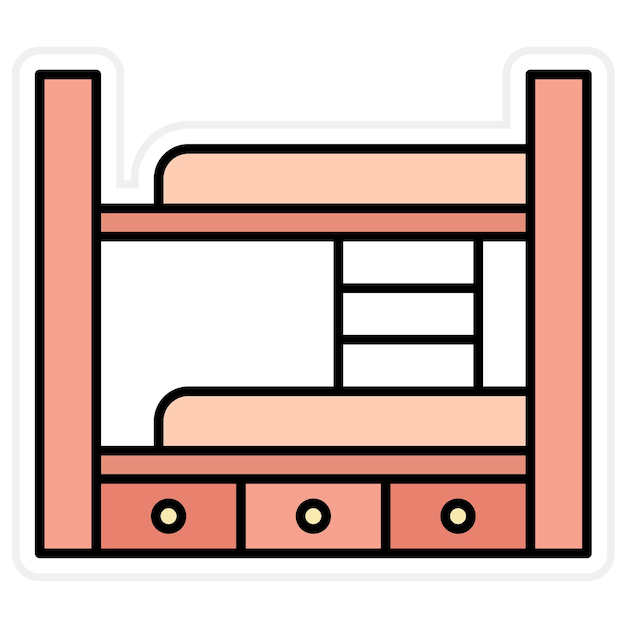 Imagen vectorial del icono de la cama de literas Se puede utilizar para interiores
