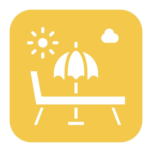 Imagen vectorial del icono de la cama de sol Se puede usar para el parque acuático