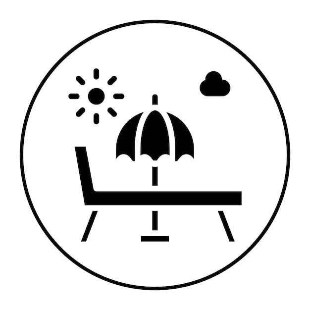 Imagen vectorial del icono de la cama de sol Se puede usar para el parque acuático