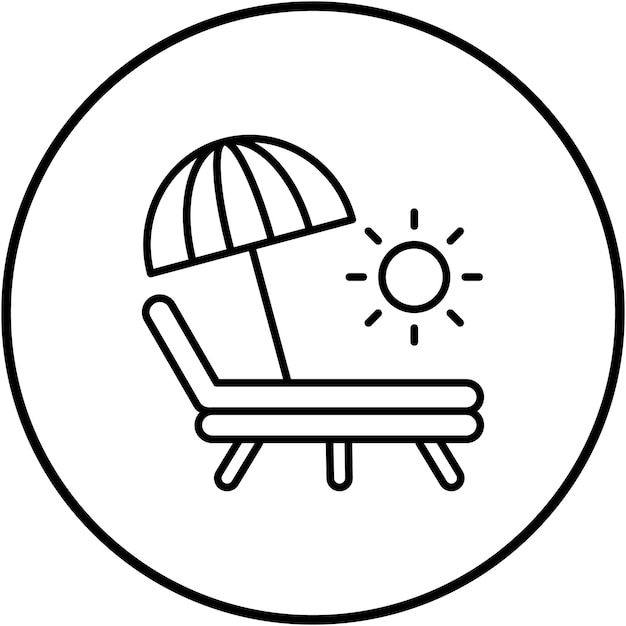 Imagen vectorial del icono de la cama de sol Se puede utilizar para los servicios hoteleros