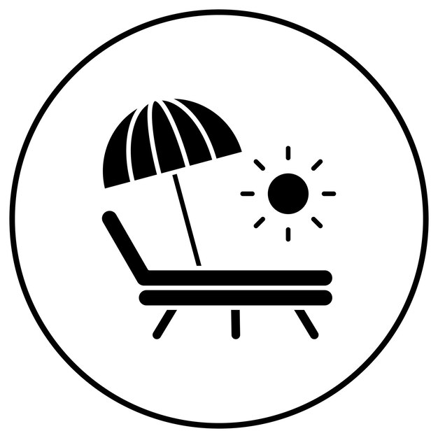 Imagen vectorial del icono de la cama de sol Se puede utilizar para los servicios hoteleros