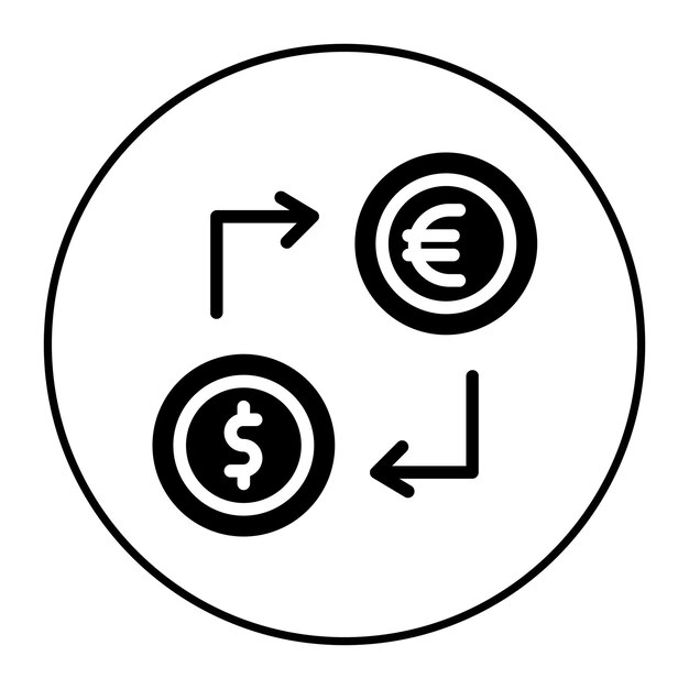 Imagen vectorial del icono de cambio de moneda Se puede utilizar para crédito y préstamo