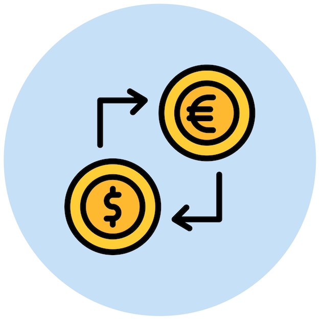 Imagen vectorial del icono de cambio de moneda Se puede utilizar para crédito y préstamo