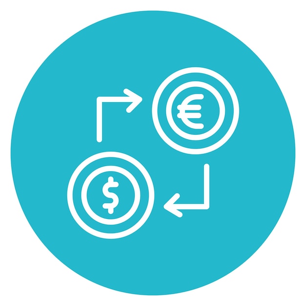 Imagen vectorial del icono de cambio de moneda Se puede utilizar para crédito y préstamo