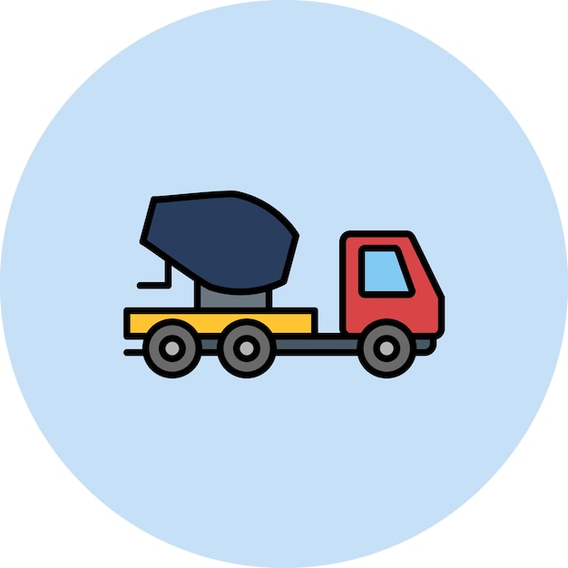 Imagen vectorial del icono del camión mezclador de hormigón Se puede utilizar para el transporte
