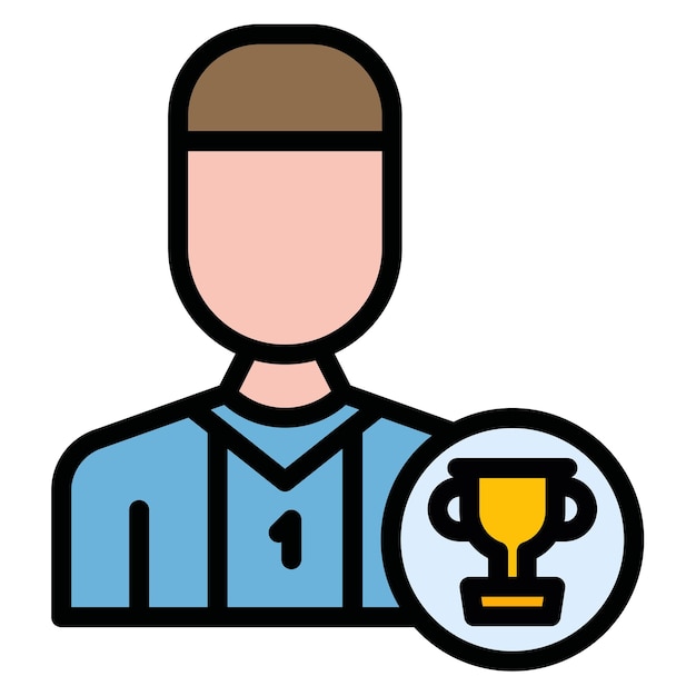 Imagen vectorial del icono del campeón masculino Se puede usar para logros