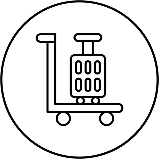 Imagen vectorial del icono del carrito de equipaje Se puede utilizar para viajes