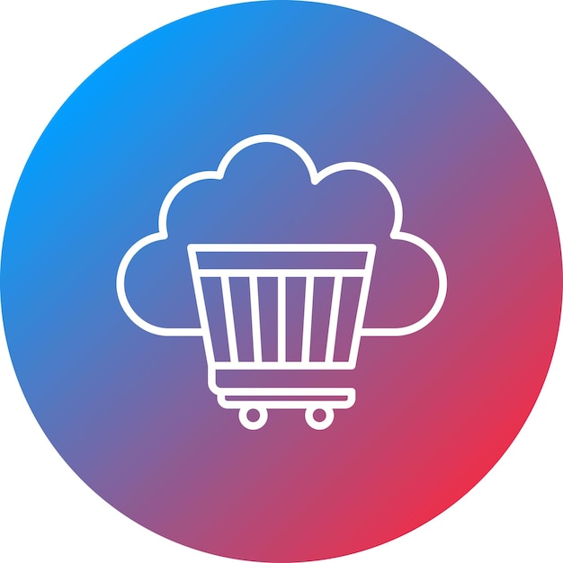 Imagen vectorial del icono del carrito de la nube Se puede utilizar para la computación en la nube