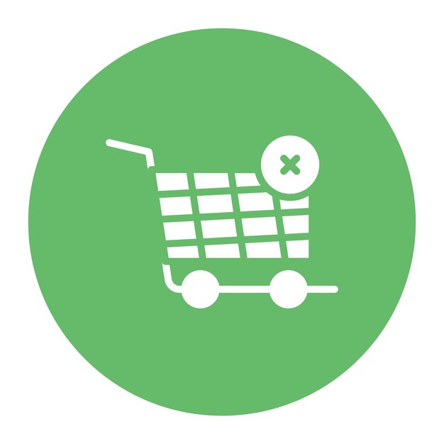 Imagen vectorial del icono del carrito rechazado Se puede usar para la tienda de comercio electrónico
