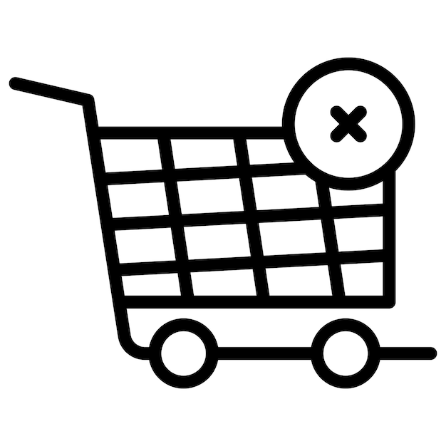 Imagen vectorial del icono del carrito rechazado Se puede usar para la tienda de comercio electrónico