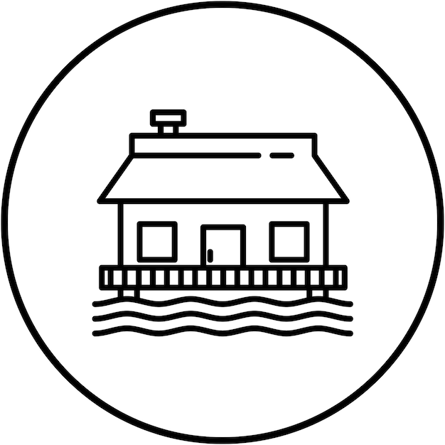Imagen vectorial del icono de la casa de playa Se puede utilizar para el tipo de casas