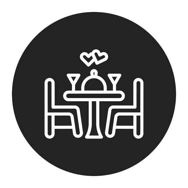 Imagen vectorial del icono de la cena de la fecha Se puede usar para la aplicación de citas