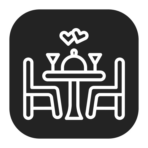 Imagen vectorial del icono de la cena de la fecha Se puede usar para la aplicación de citas